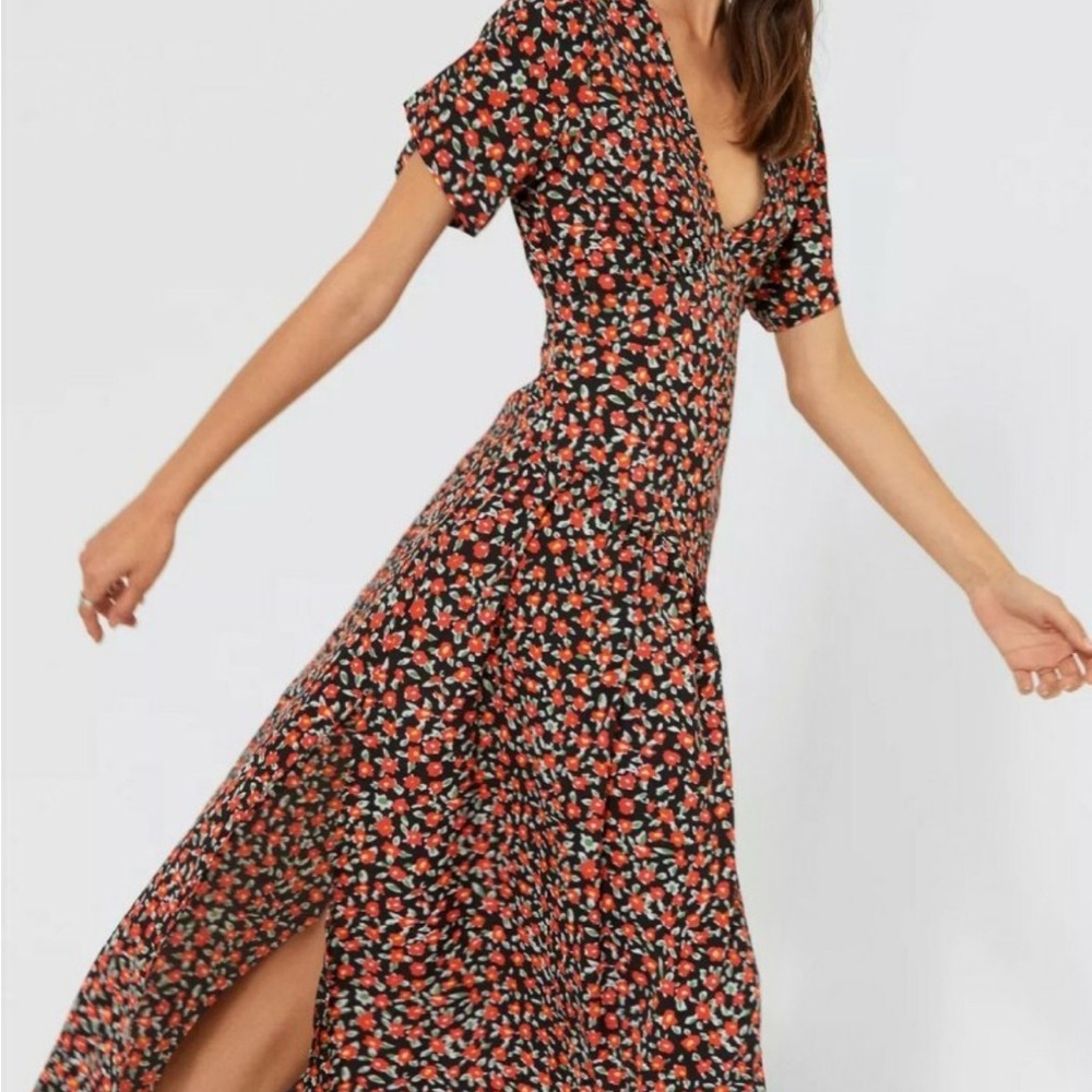 Nasty gal Floral Black and orange Women's Dress